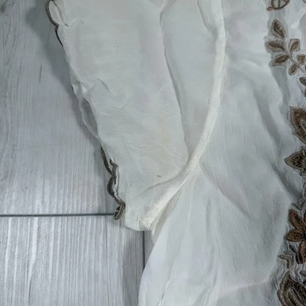 Johnny Was Tunic Blouse Womens Large White Lace Embroidered Sheer Boho Top - Picture 4 of 16